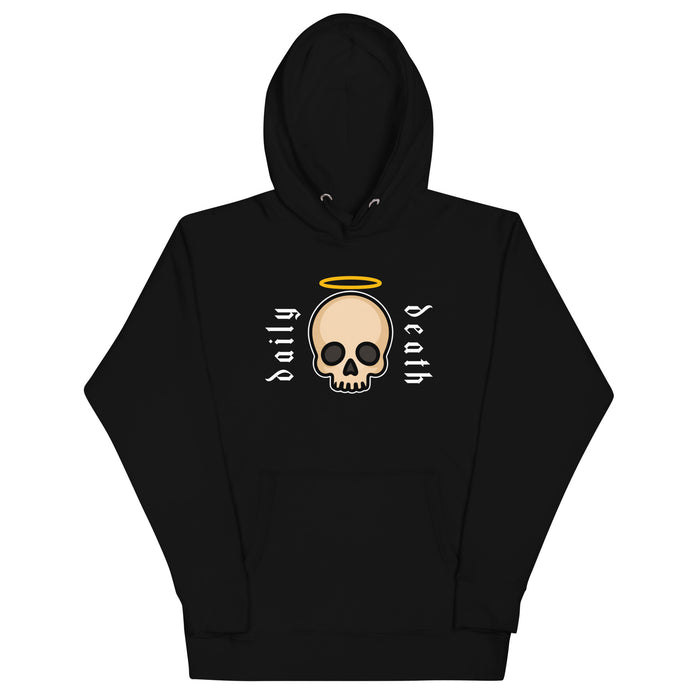 Skull & Halo Hoodie, Daily Death, Black, front view