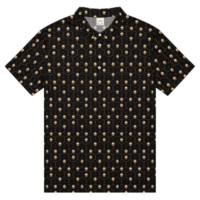 The Rosary Memento Mori Polo, black, front view