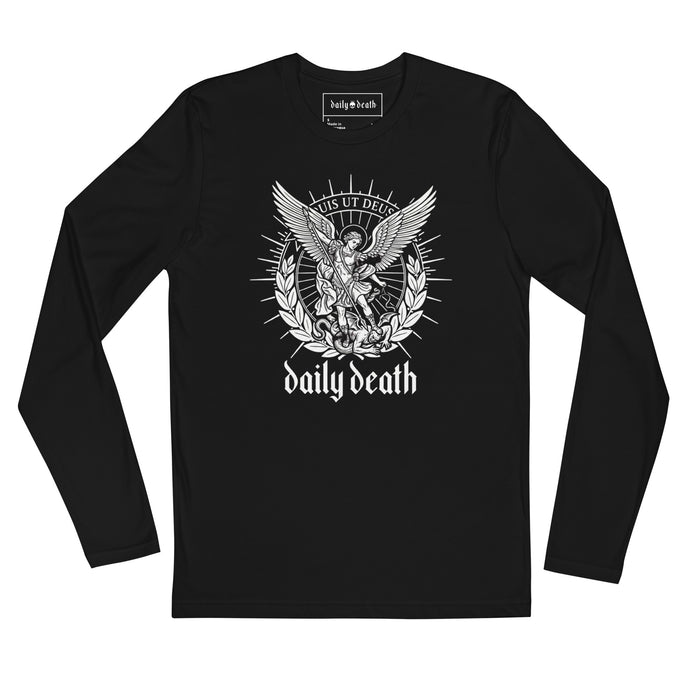 St. Michael "Quis Ut Deus" Graphic Shirt, black, front view