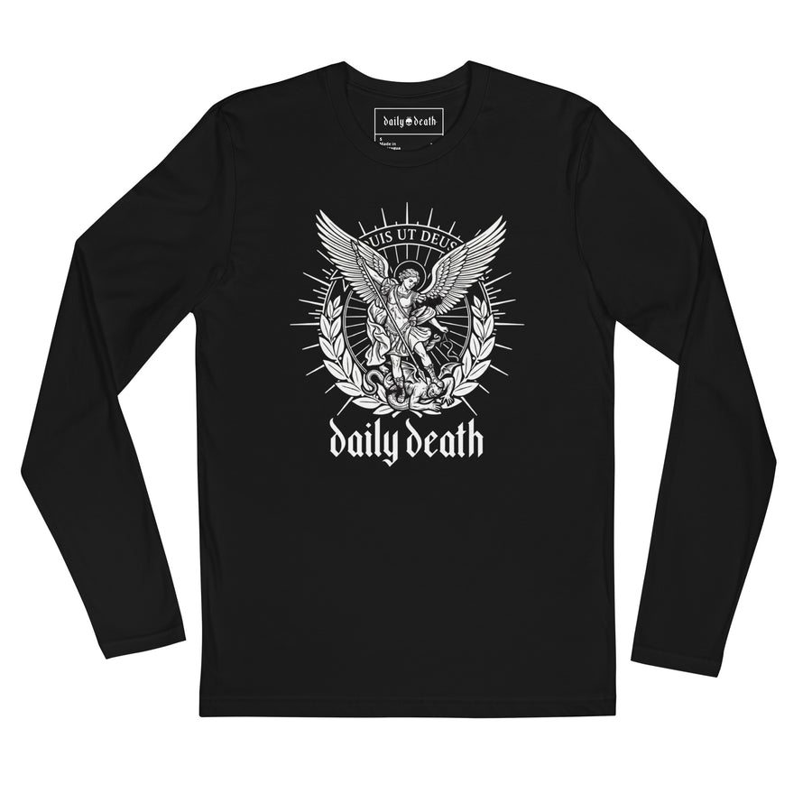 St. Michael "Quis Ut Deus" Graphic Shirt, black, front view