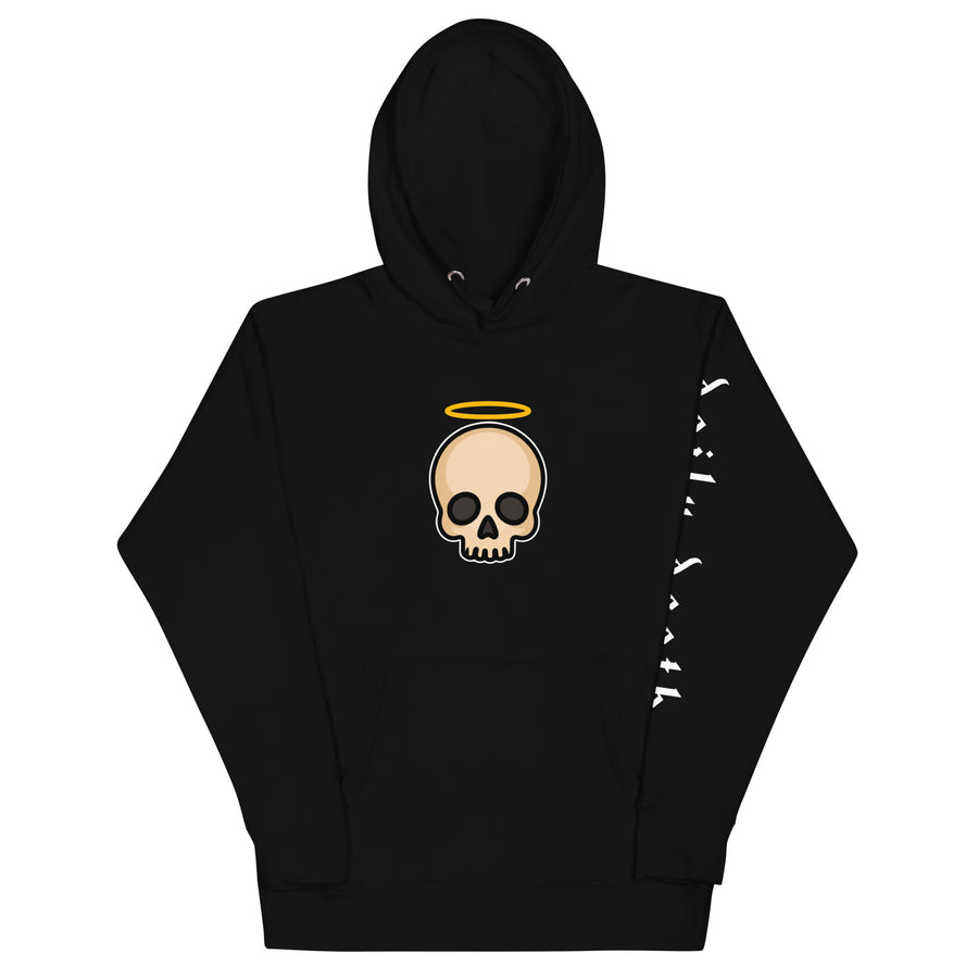 Skull & Halo Hoodie, black, front view