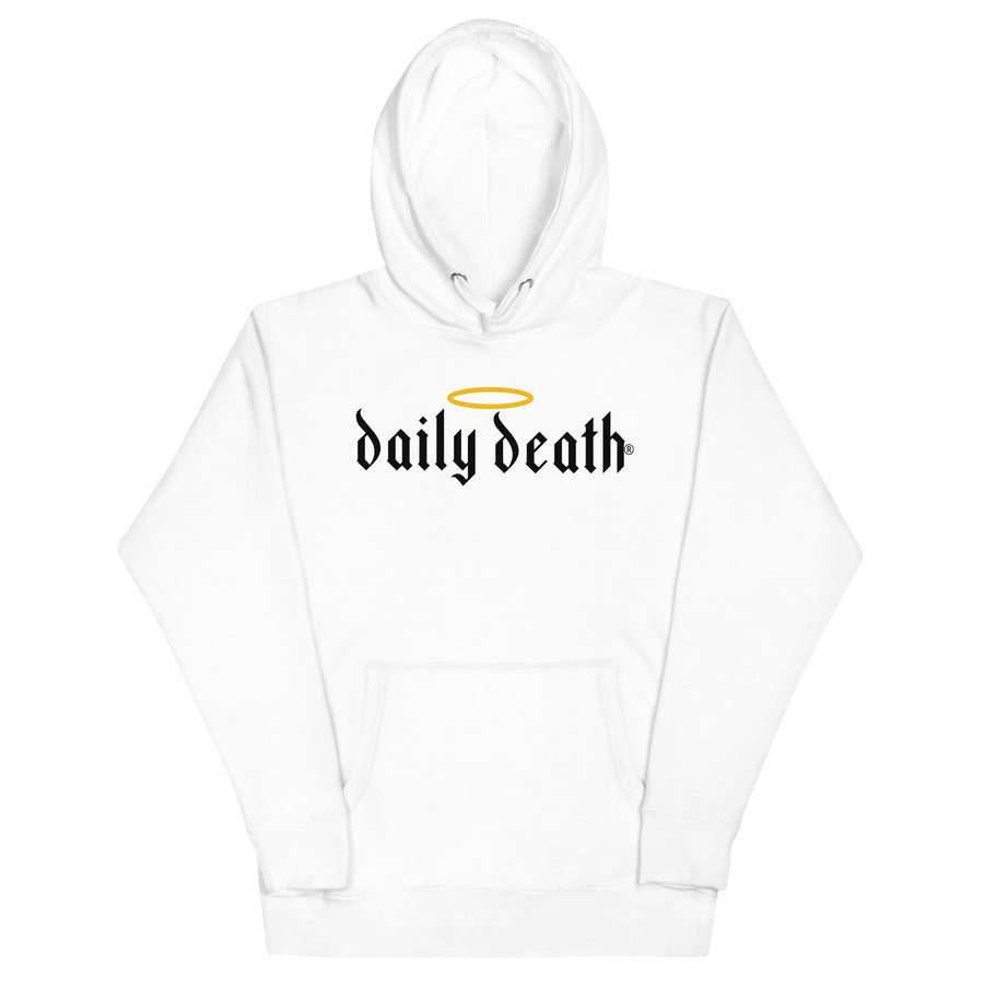 The Halo Hoodie, white, front view