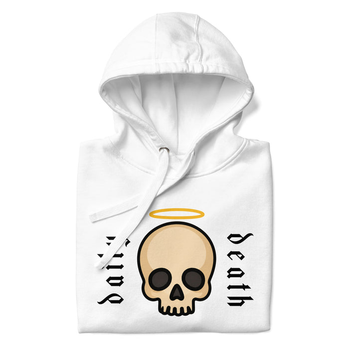 Skull & Halo Hoodie, Daily Death, white, front view